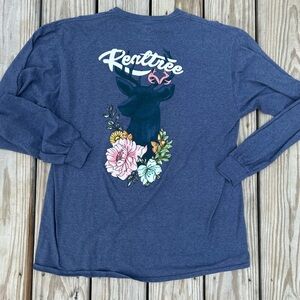 REALTREE T-SHIRT TEE DEER AND FLOWERS LONG SLEEVE LARGE OUTDOORS HUNTING